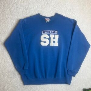 Vintage‎ seton hall men's blue crewneck sweatshirt embroidered collegiate L 90s